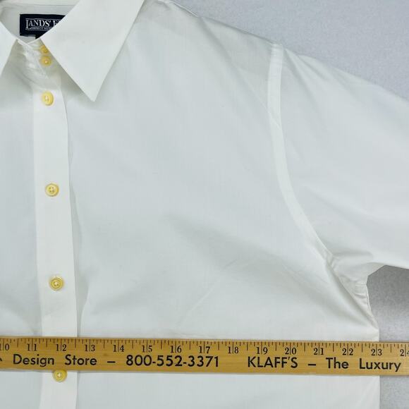 LANDS END Shirt Womens 16 Tall Poplin Button Up Long Sleeve Cotton White NEW - Picture 10 of 12